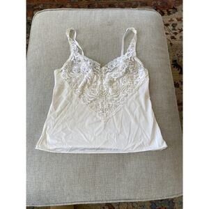 Vintage Vanity Fair Satin Lace Cami Lingerie Slip Tank Top Size 34 Small Ivory